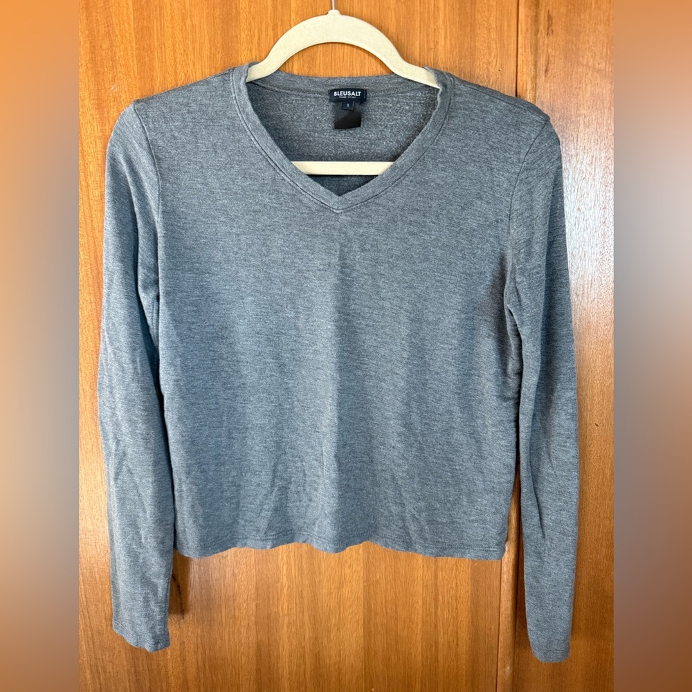 Bleusalt crop v-neck gray top small